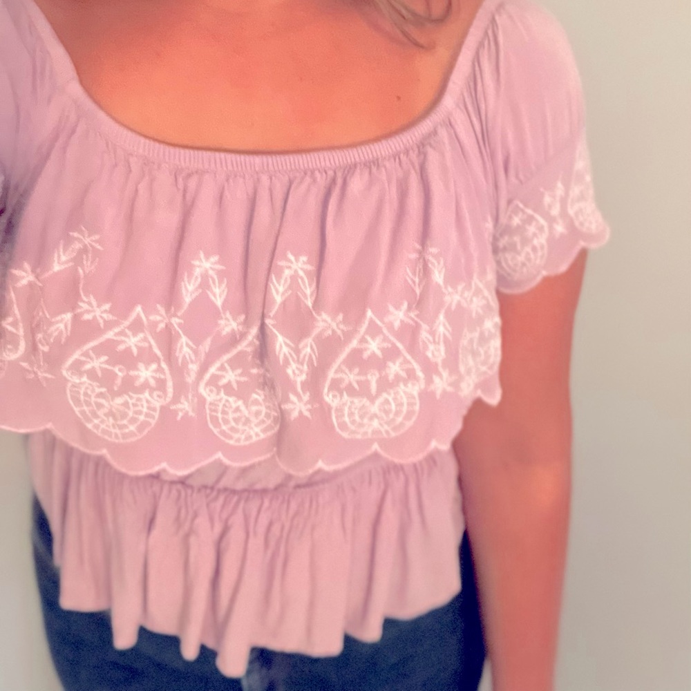 Lavender embroidered Top Medium